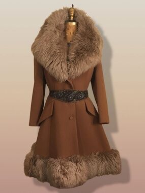 60’s Caramel Lilli Ann Shearling Fit and Flare Princess Coat